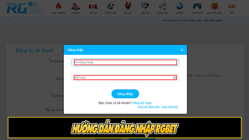 Hướng dẫn đăng nhập RGbet